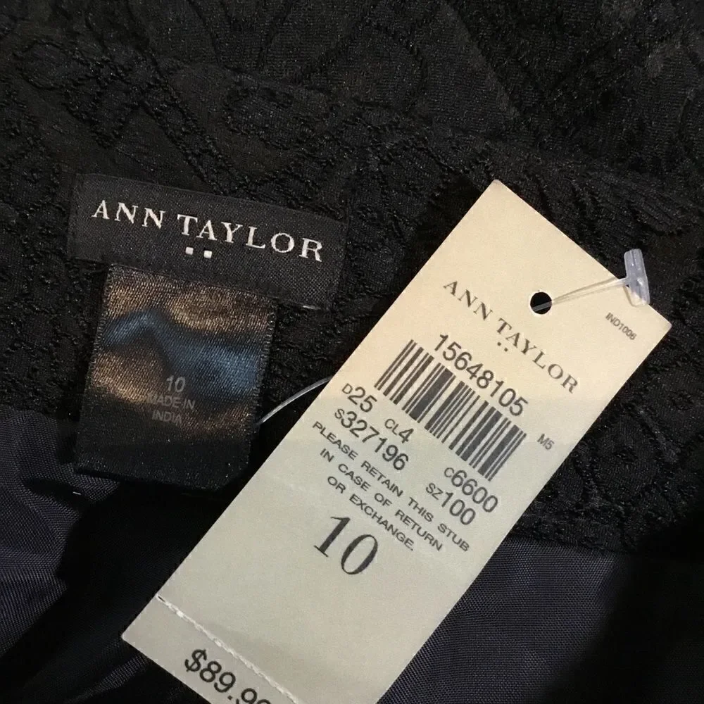 Ann Taylor Women’s Pencil Skirt Black Lace Overlay Lined Back Zipper Size 10